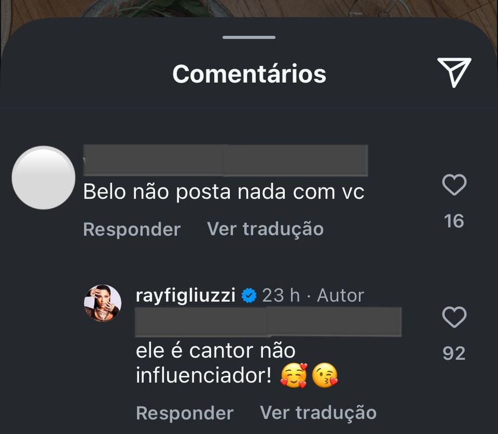 Rayane Figliuzzi, namorada de Belo, reage a ataques e compara&ccedil;&otilde;es com ex &mdash; Foto: Reprodu&ccedil;&atilde;o/Instagram