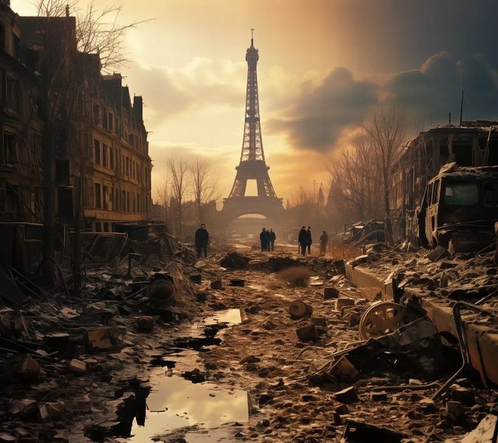 Paris no 'fim do mundo' — Foto: Reprodução/Midjourney