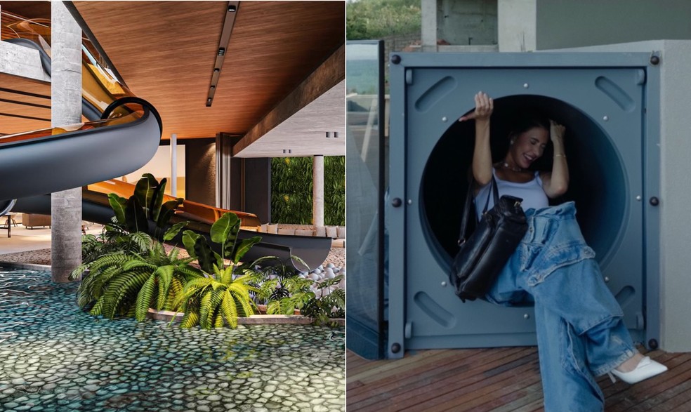O projeto do tobogã na mansão da influenciadora Rica de Marré — Foto: Reprodução/Instagram