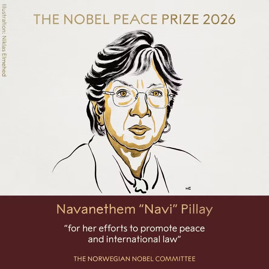 Nobel da Paz 2026 é concedido à jurista Navi Pillay por esforços em defesa da paz e do direito internacional