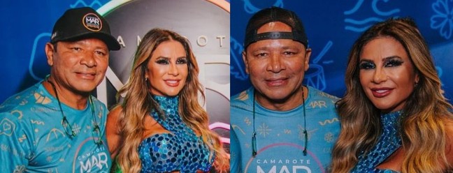 Pai de Neymar leva namorada Mariane Bernardi à Sapucaí — Foto: Divulgação/Camarote Mar
