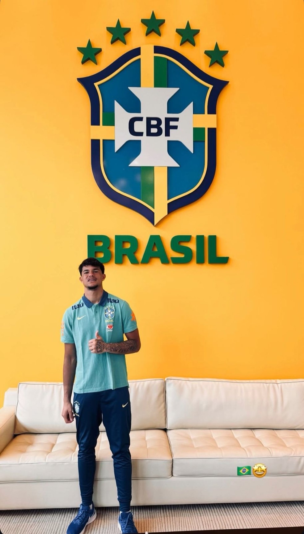 Bruninho Samudio está treinando com a seleção brasileira sub-15 — Foto: Reprodução/Instagram