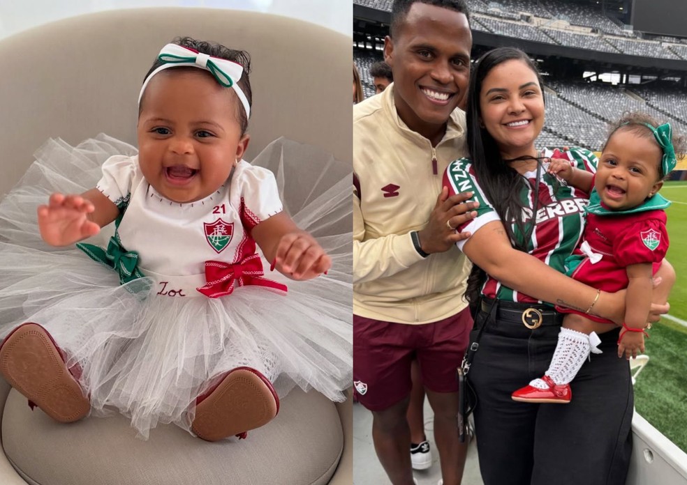 Zoé, filha de Jhon Arias, do Fluminense, virou mascote da torcida — Foto: Reprodução/Instagram