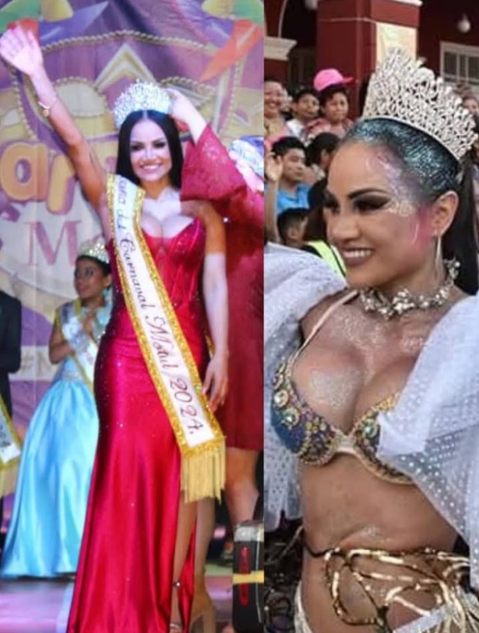 Luz María Barrera Agatón foi a rainha do carnaval de Motul, em Cancún, em 2024 — Foto: Reprodução