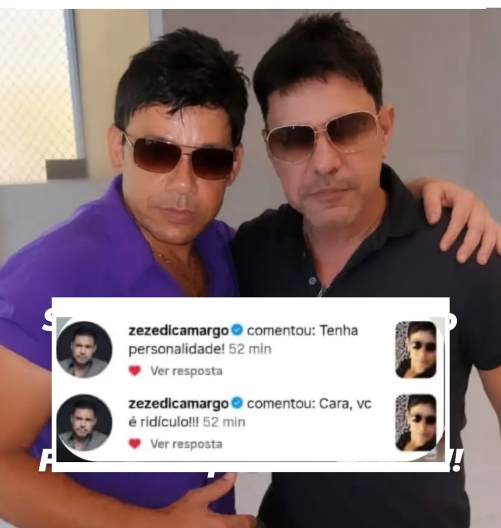 Sósia de Zezé Di Camargo é chamado de 'ridículo' pelo cantor — Foto: Reprodução/Instagram