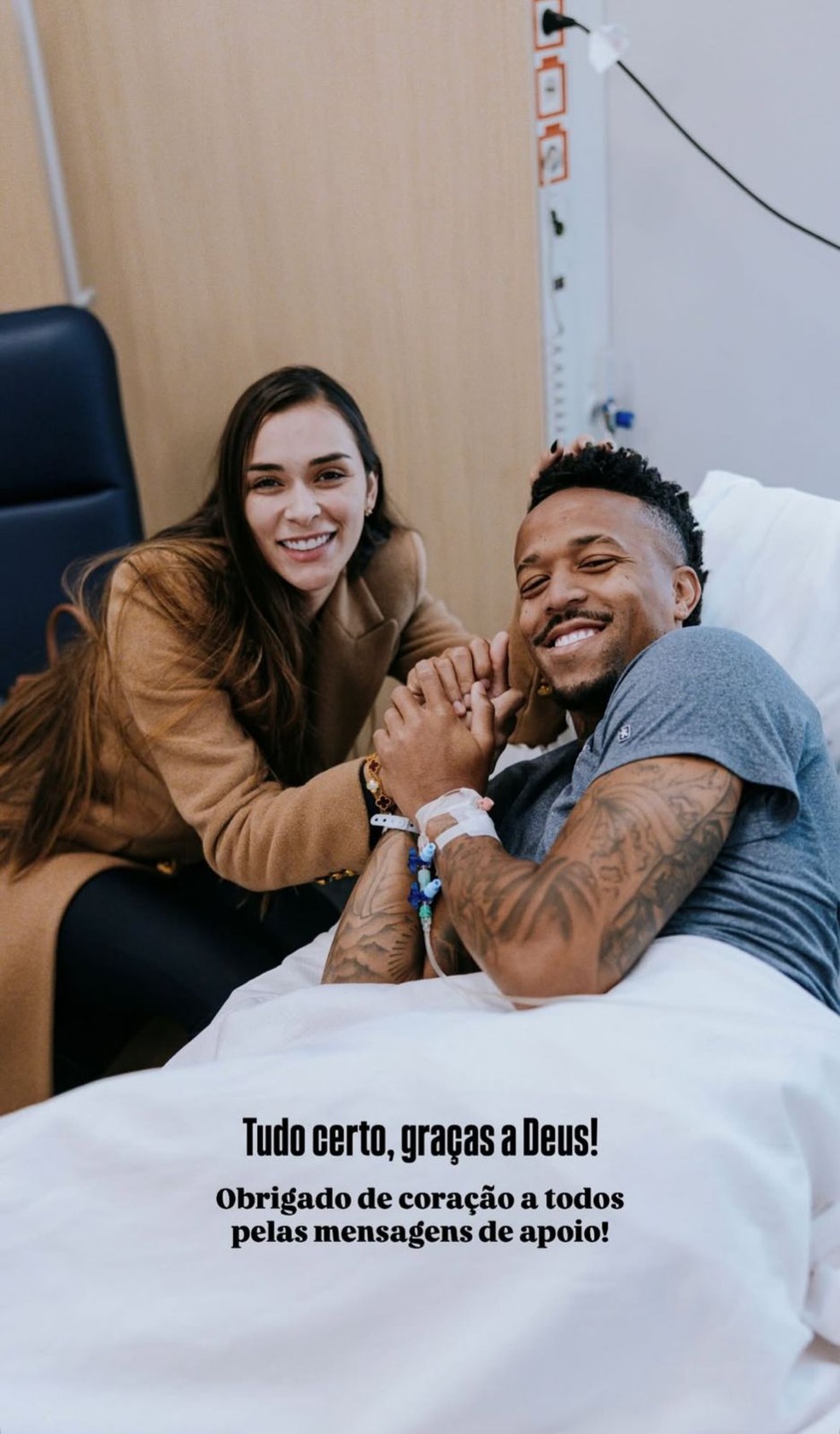 Éder Militão agradece apoio após cirurgia — Foto: Reprodução