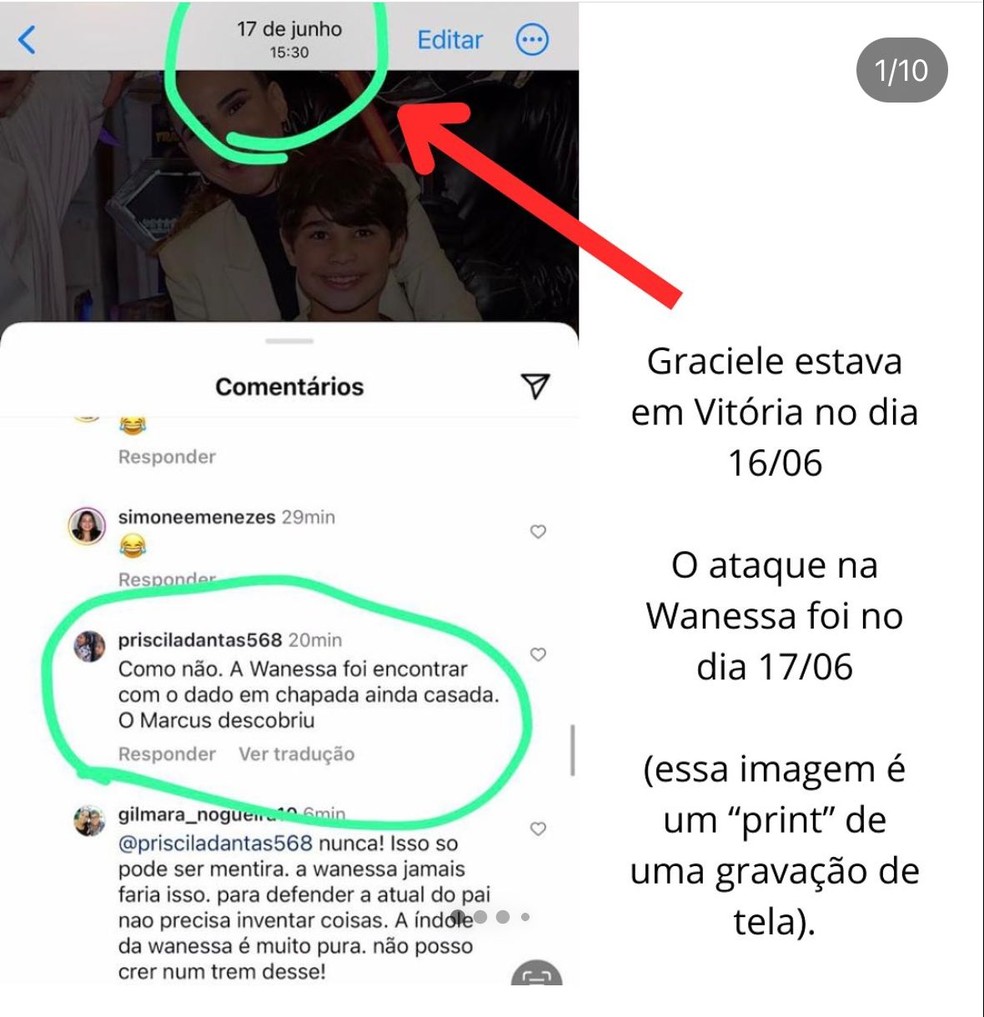 Perfil fake “@prisciladantas568”, criado por Graciele Lacerda, fez postagem contra Wanessa Camargo — Foto: Instagram