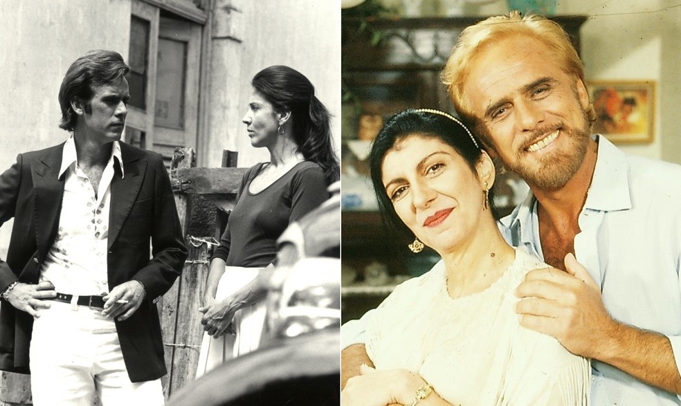 Francisco Cuoco com Yoná Magalhães, em 'Cuca legal', e com Marília Pêra em 'Lua cheia de amor' — Foto: Divulgação