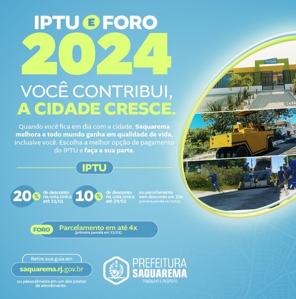 Saquarema prefeitura libera emissão de guias para pagamento de IPTU