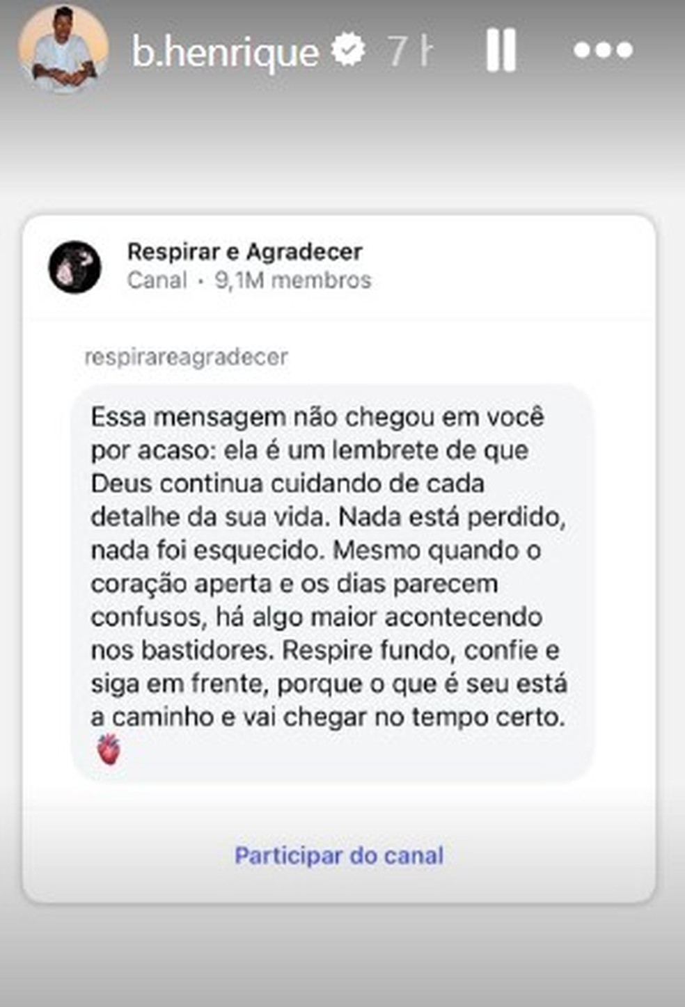 Bruno Henrique posta mensagem — Foto: reprodução/ instagram