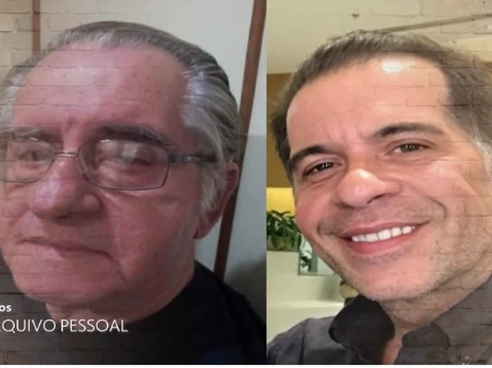 Leandro Hassum e o pai, Carlos Alberto da Costa Moreira — Foto: Reprodução/TV Globo