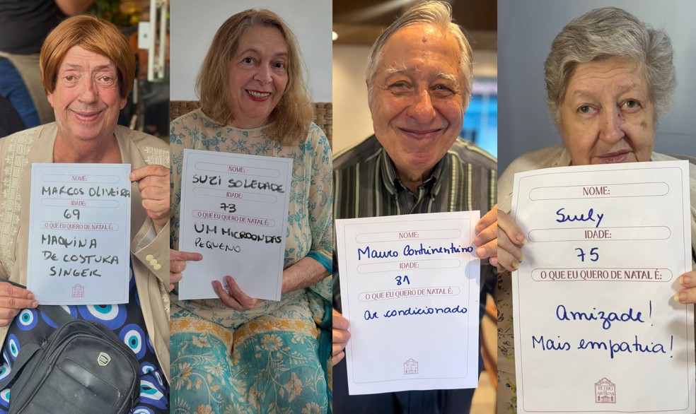 Residentes do Retiro dos Artistas escrevem carta com pedidos de Natal — Foto: Reprodução/Instagram