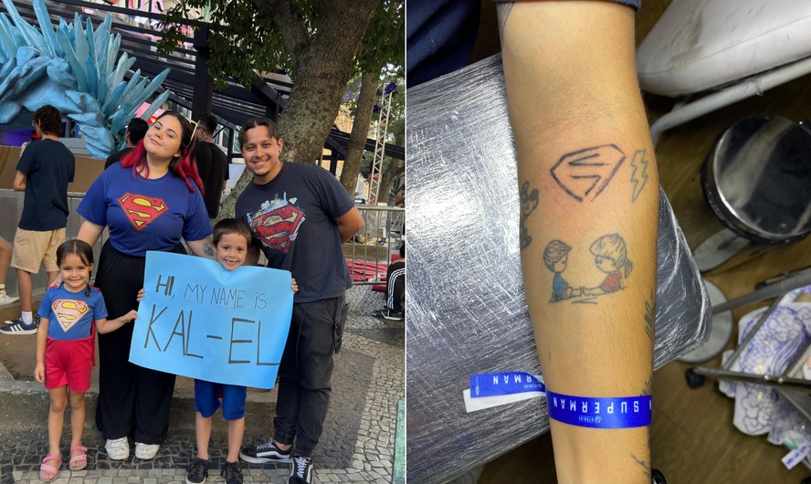 Após filho com nome do 'Superman' virar sensação em pré-estreia de filme, pai eterniza autógrafo de ator com tatuagem
