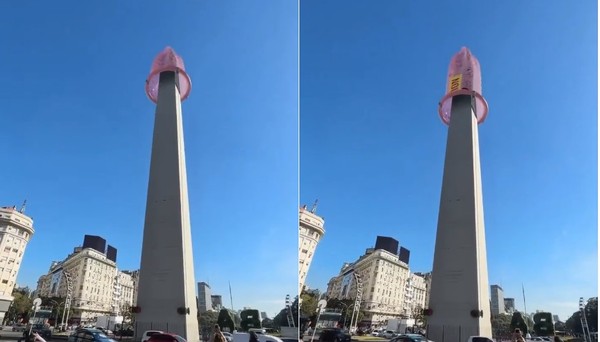 Camisinha rosa gigante cobre Obelisco de Buenos Aires e imagens viralizam: entenda o caso