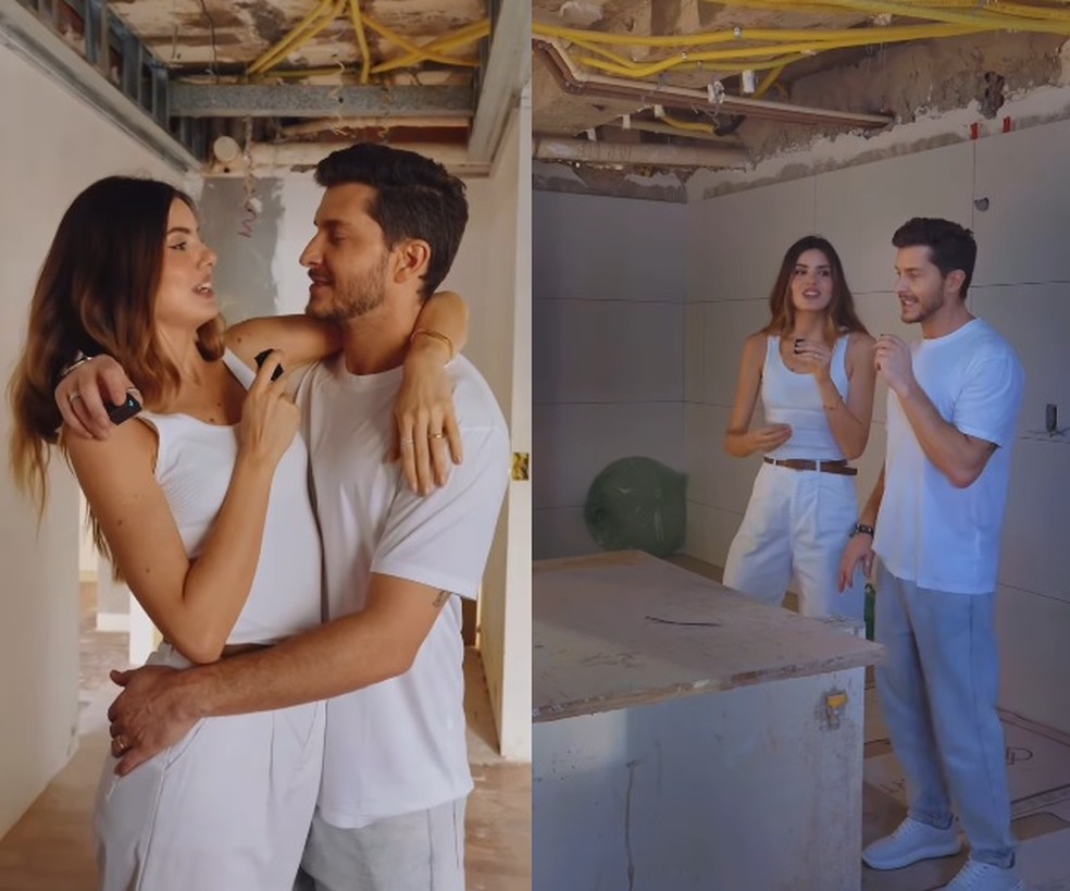 Camila Queiroz e Klebber Toledo mostram reforma de apartamento — Foto: Reprodução/Instagram