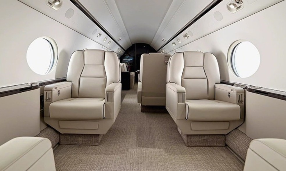 Jatinho modelo Gulfstream G550, igual de Gusttavo Lima &mdash; Foto: reprodu&ccedil;&atilde;o/flapper