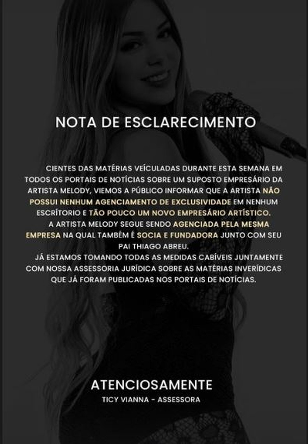 MC Melody se pronuncia sobre empres&aacute;rio preso &mdash; Foto: rep/ instagram