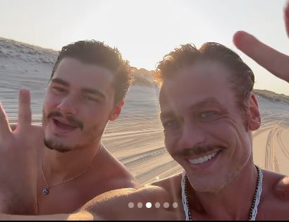 Fábio Assunção durante imersão no Ceará com o filho João — Foto: reprodução/ instagram