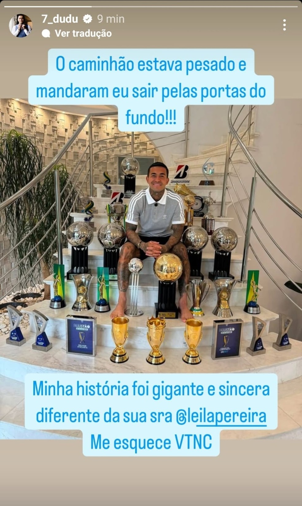 Dudu rebate e xinga Leila Pereira: 'Me esquece' — Foto: Instagram