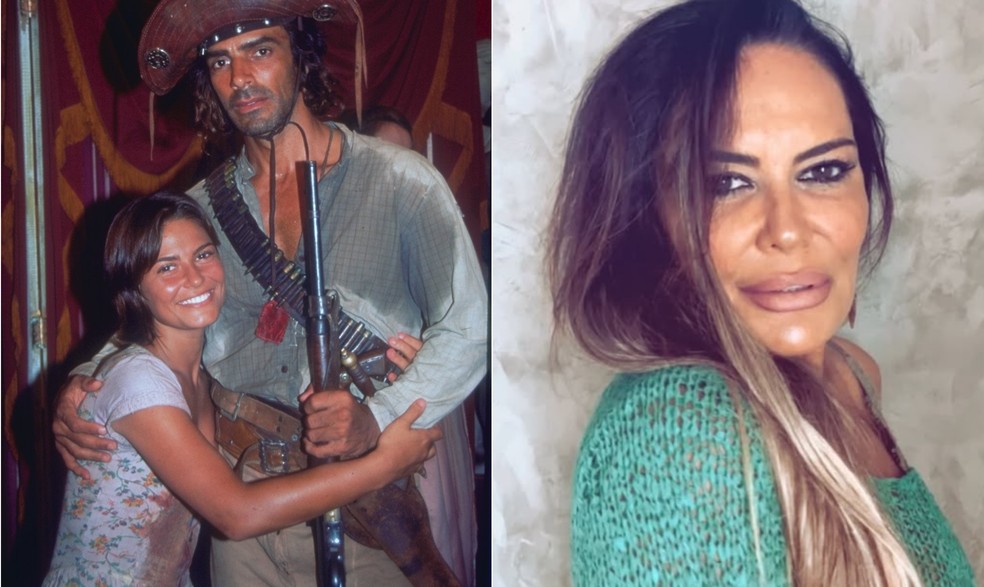 Carla Regina com Victor Wagner em "Mandacaru" e atualmente — Foto: Manchete/ Divulgação; Reprodução/ Instagram