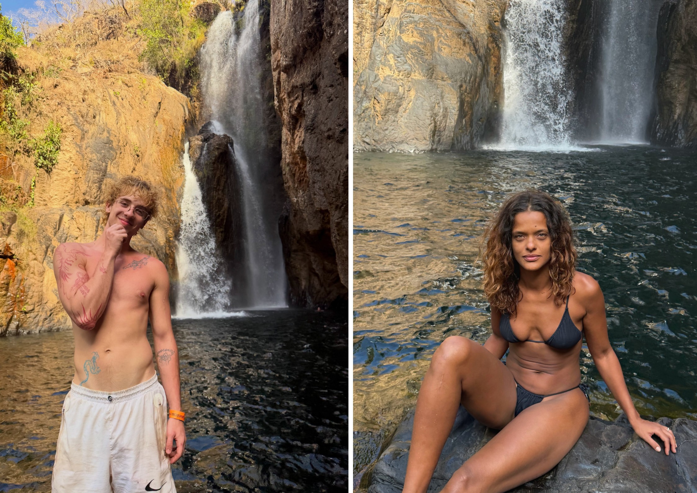 Juliano Floss curte cachoeira com atriz durante viagem à Chapada dos Veadeiros: 