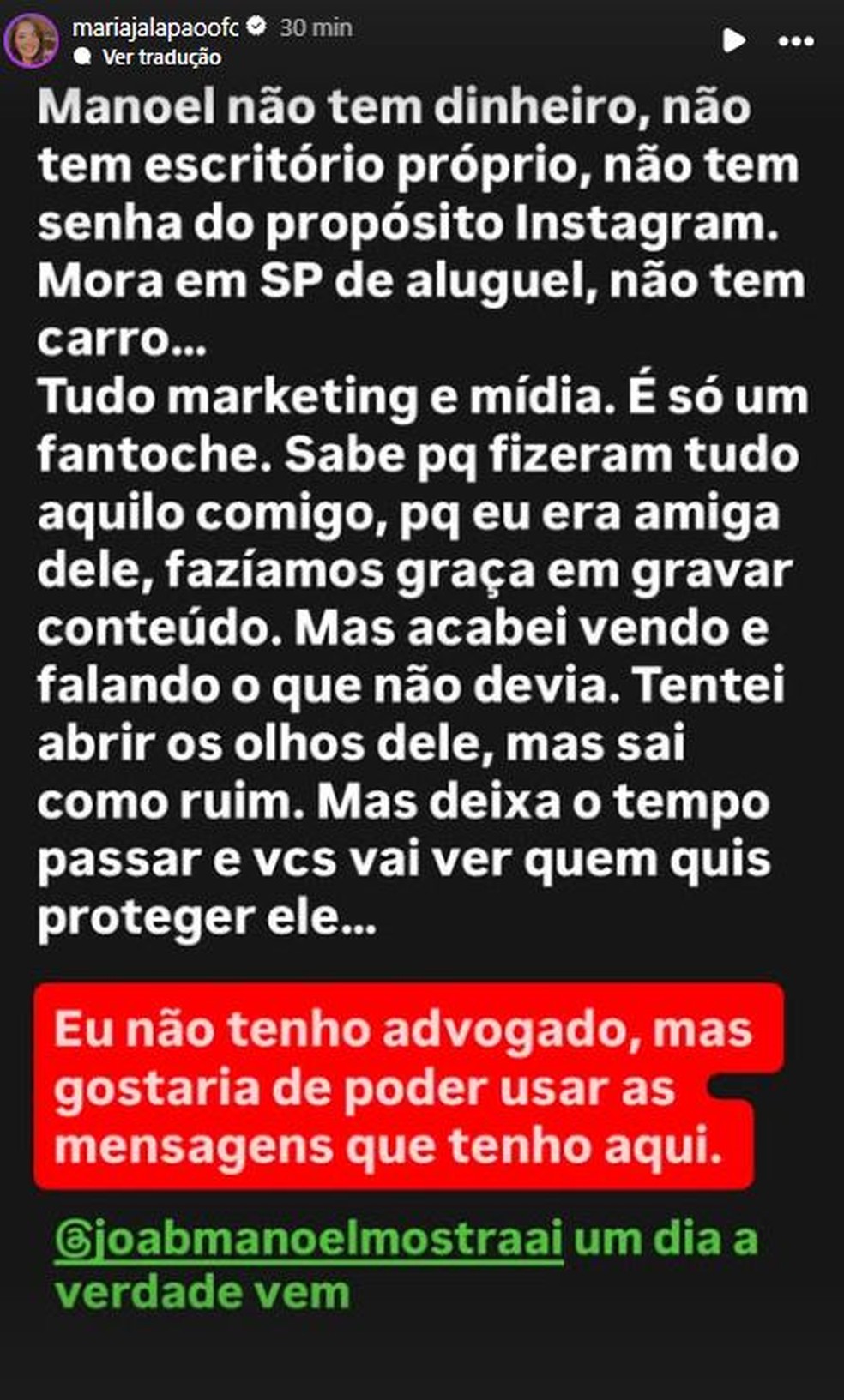 Ex de Manoel Gomes, dono do hit 'Caneta azul', desabafa nas redes após nova mulher ser abandonada por ele — Foto: reprodução
