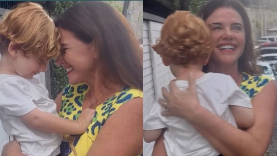Luma de Oliveira exibe ternura em momentos com o neto recém-nascido