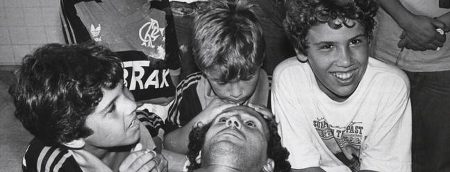 DESPEDIDA DE ZICO DO FLAMENGO COM OS FILHOS BRUNO , TIAGO E JUNIOR — Foto: ANDRÉ DURÃO