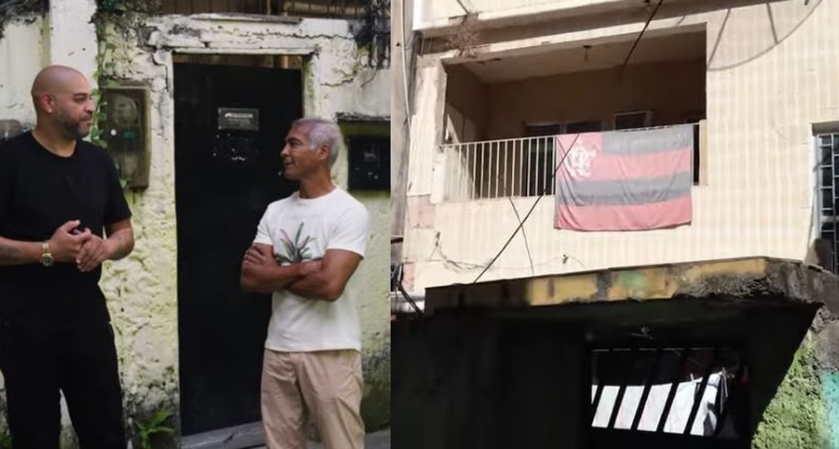 Adriano leva Romário para conhecer a casa onde cresceu na Vila Cruzeiro: 'Isso aqui é o meu mundo'