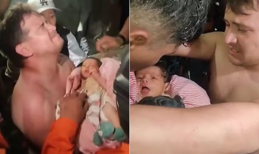 Bebê de 18 dias é resgatado com vida 32 horas após terremotos na Venezuela; vídeo mostra momento