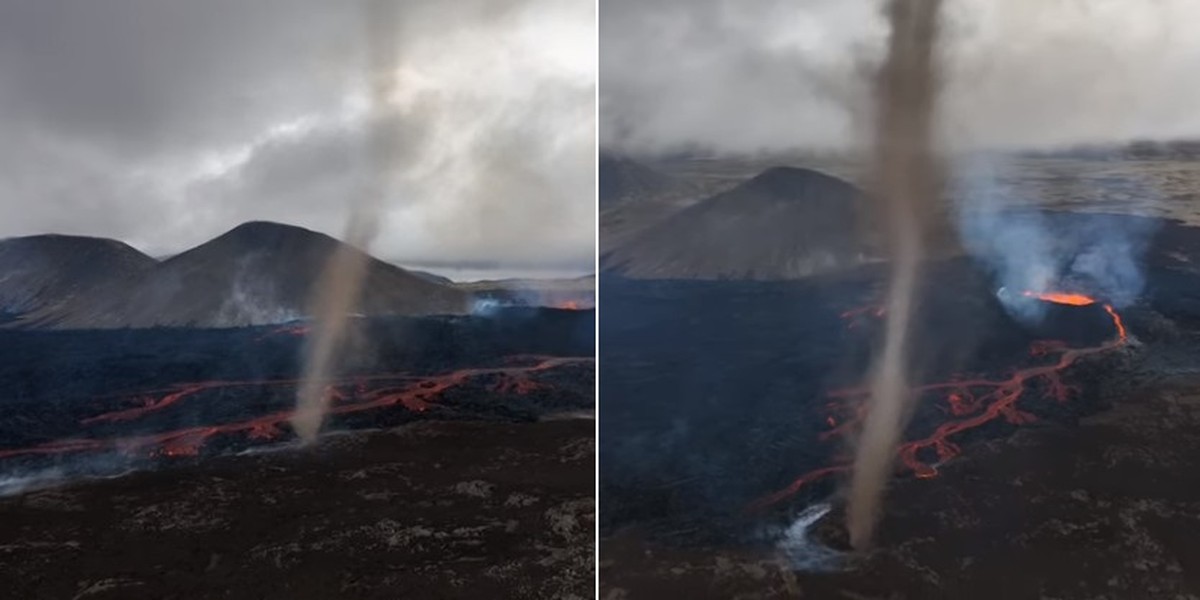 'Vulcão bebê' na Islândia expele lava, cinzas e, agora, tornados