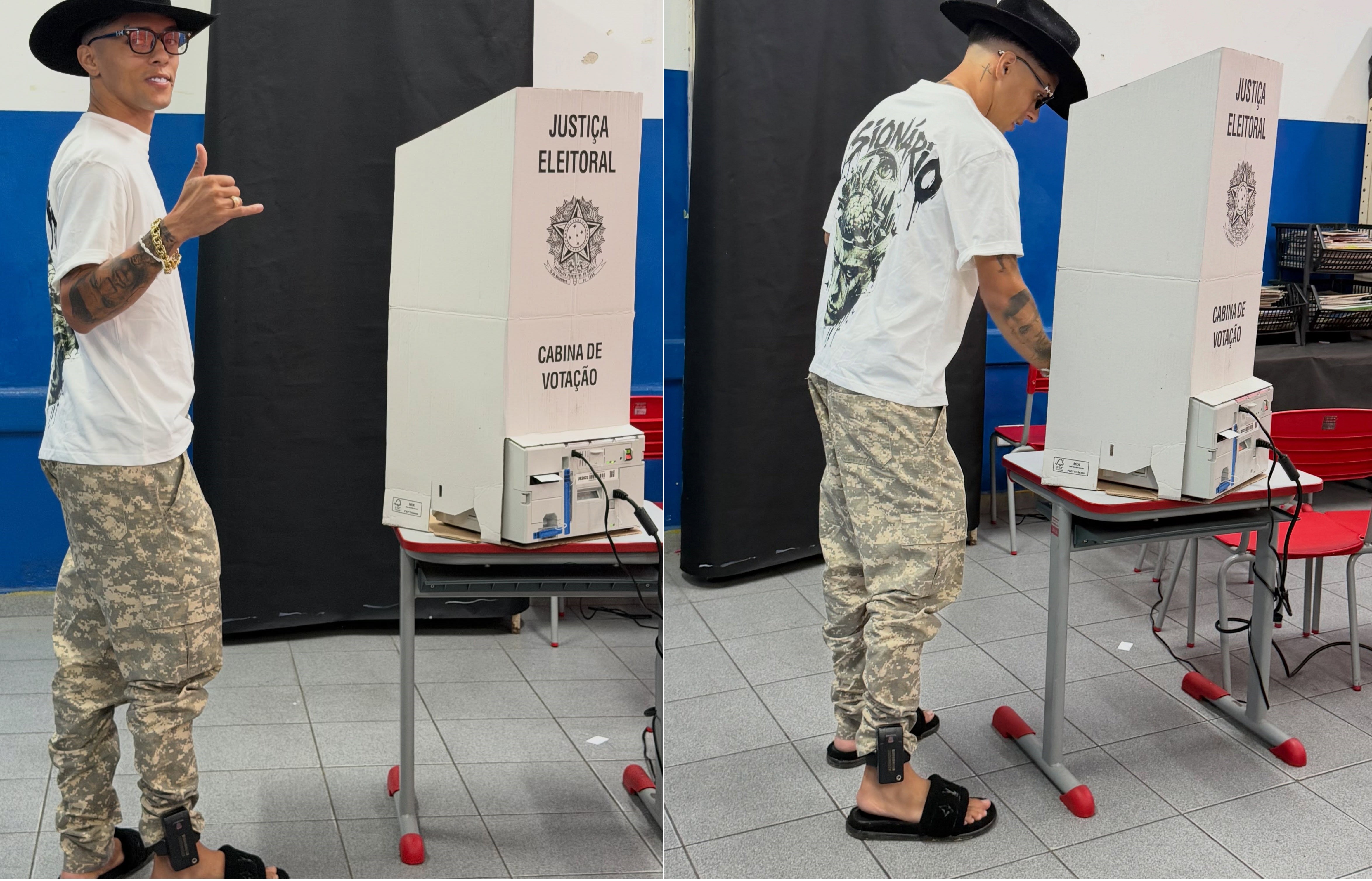 Influenciador vota em São Paulo com tornozeleira eletrônica: 'Ex-presidiário e favelado'