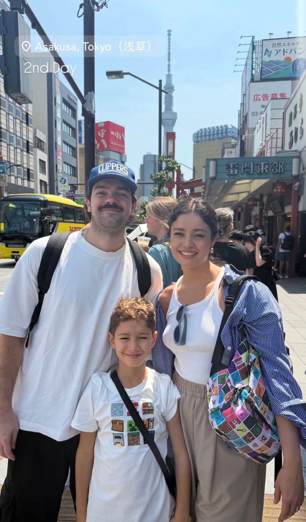 Sophie Charlotte com o filho Otto, e o irmão Angelo Wolf — Foto: Reprodução/Instagram