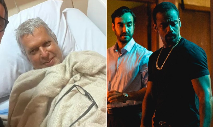 Alexandre Fraga, criador da série 'Impuros', e Raphael Logan e Gabriel Godoy em cena da trama