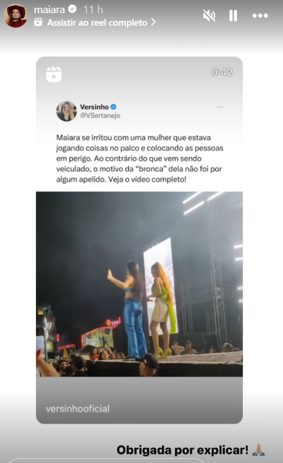 Postagem de Maiara nas redes sociais — Foto: Reprodução/Instagram